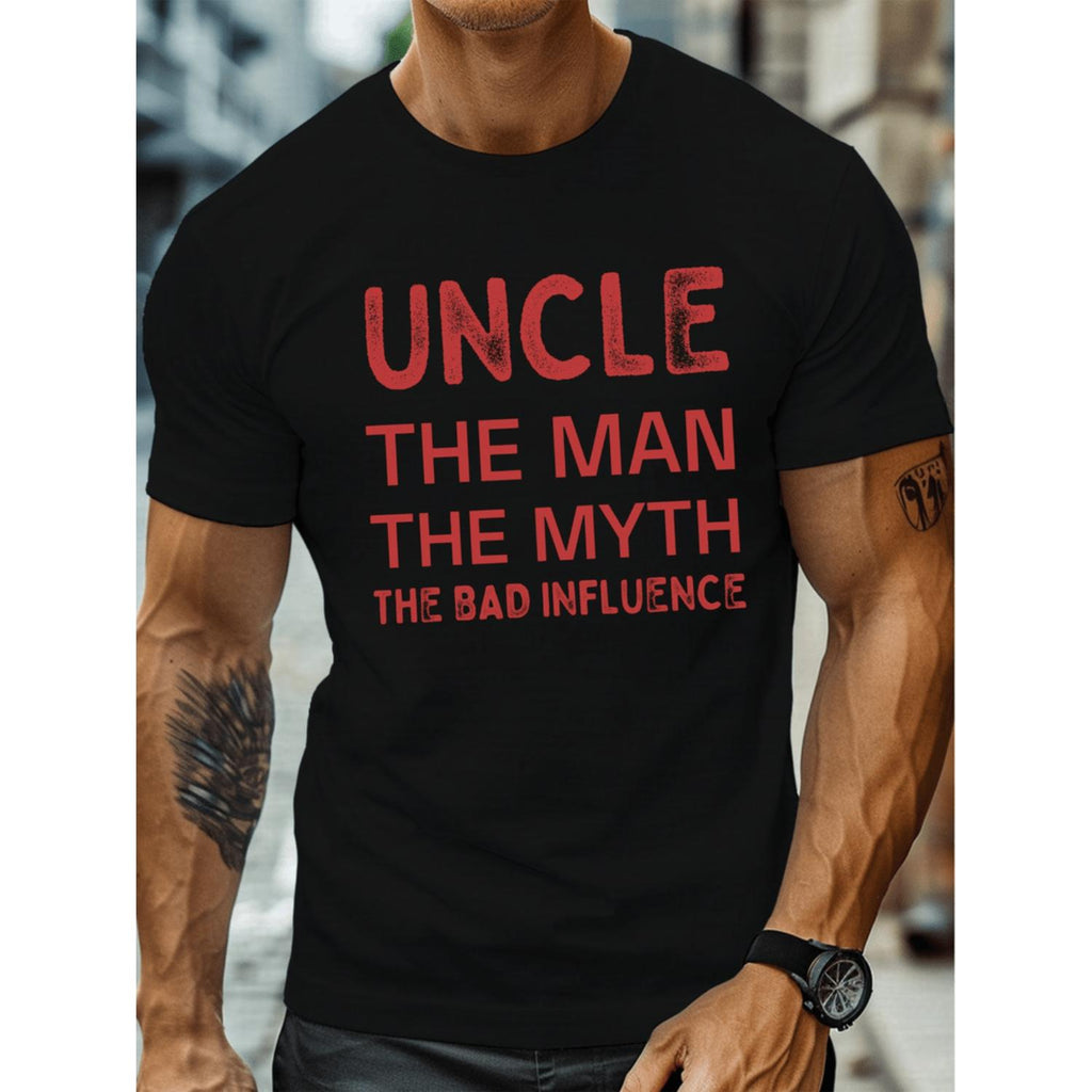 Plus Size Men's Summer T Shirt Uncle Graphic Print Short Sleeve Tees Trendy Casual Wear for Daily Life Big Tall Men in White