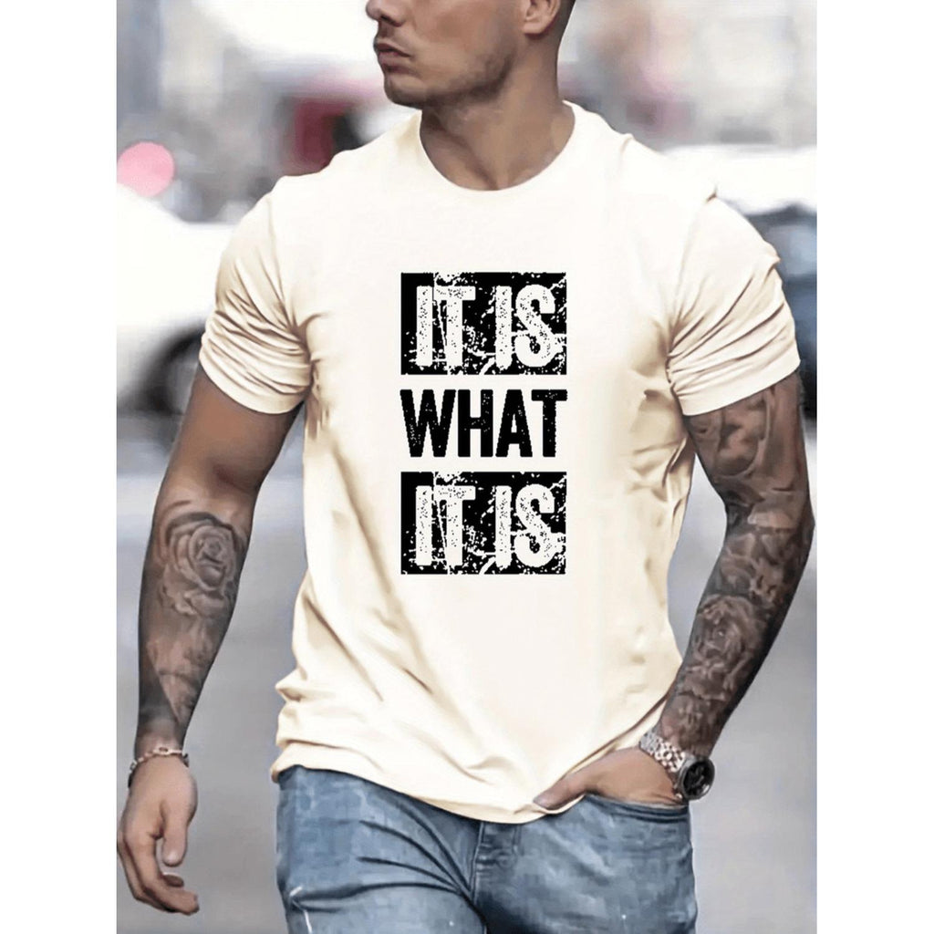 Vibrant Short Sleeve Round Neck Graphic T Shirt for Men in Summer Royal Blue Featuring Stretchy Polyester Blend