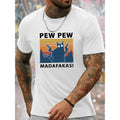 Men's Short Sleeve T Shirt With Cat Graphic Comfortable Stretchy Trendy Tees For Summer Casual Fashion Clothing Black