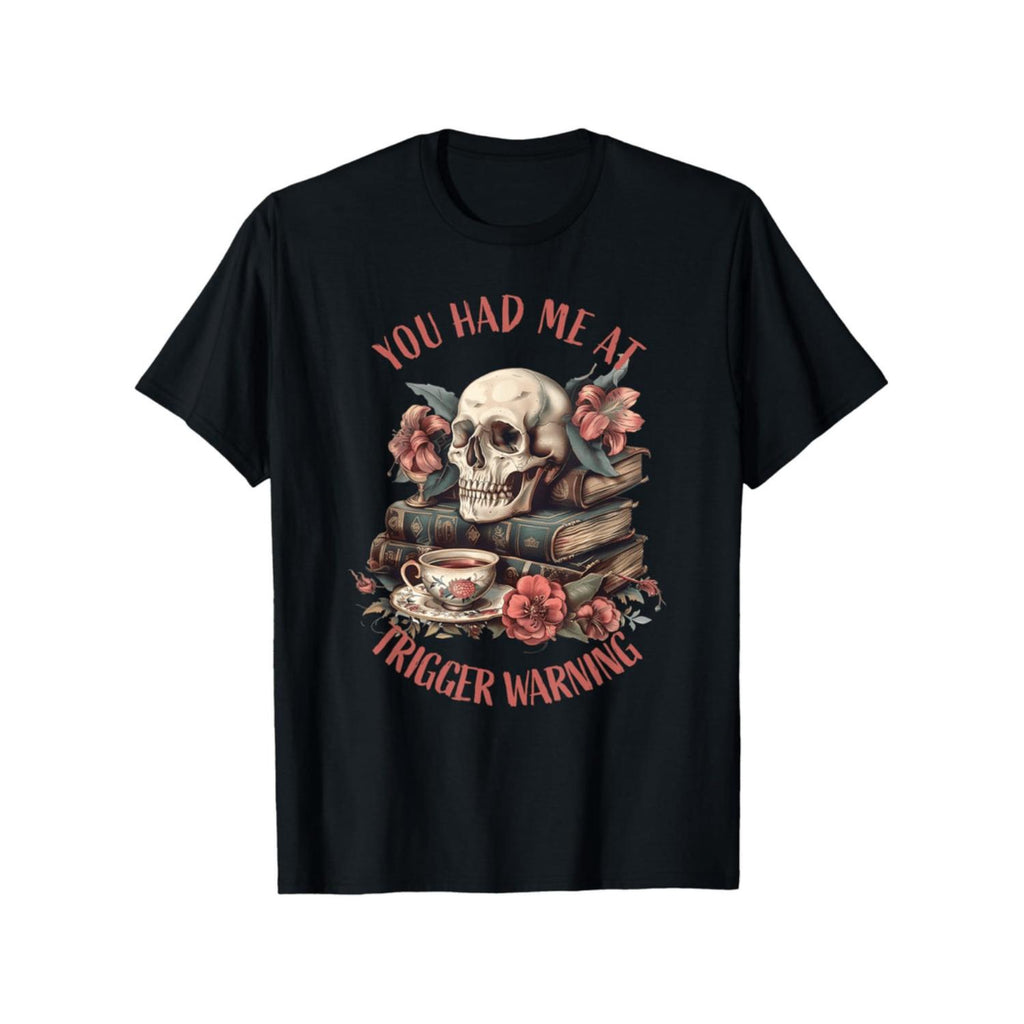 Trigger Warning Smutt Book Reader T Shirt Unisex Cotton Casual Round Neck Outdoor Short Sleeve Tee with Stretch Lycra Black Size S to XXXL