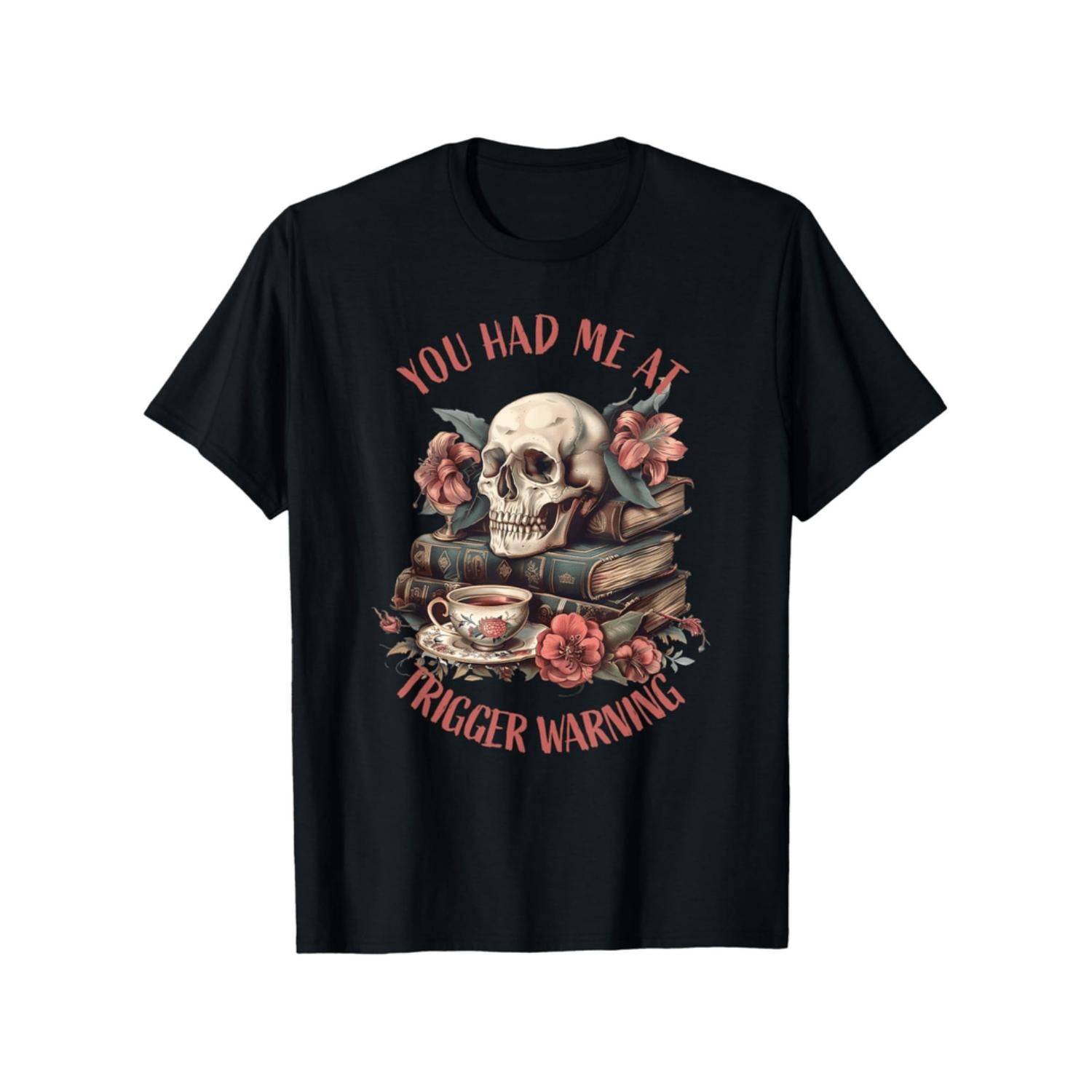 Trigger Warning Smutt Book Reader T Shirt Unisex Cotton Casual Round Neck Outdoor Short Sleeve Tee with Stretch Lycra Black Size S to XXXL