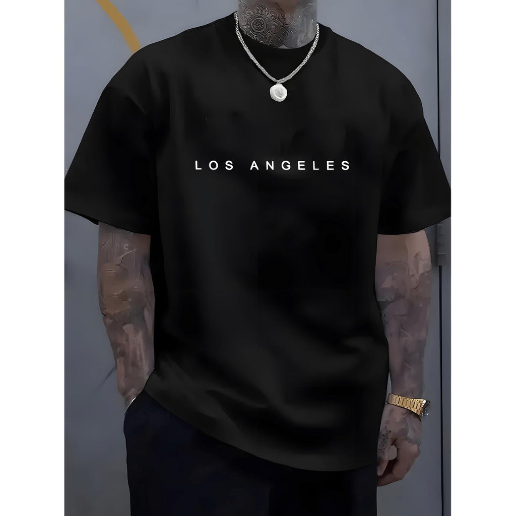 Mens Trendy Round Neck White TShirt Versatile Short Sleeves