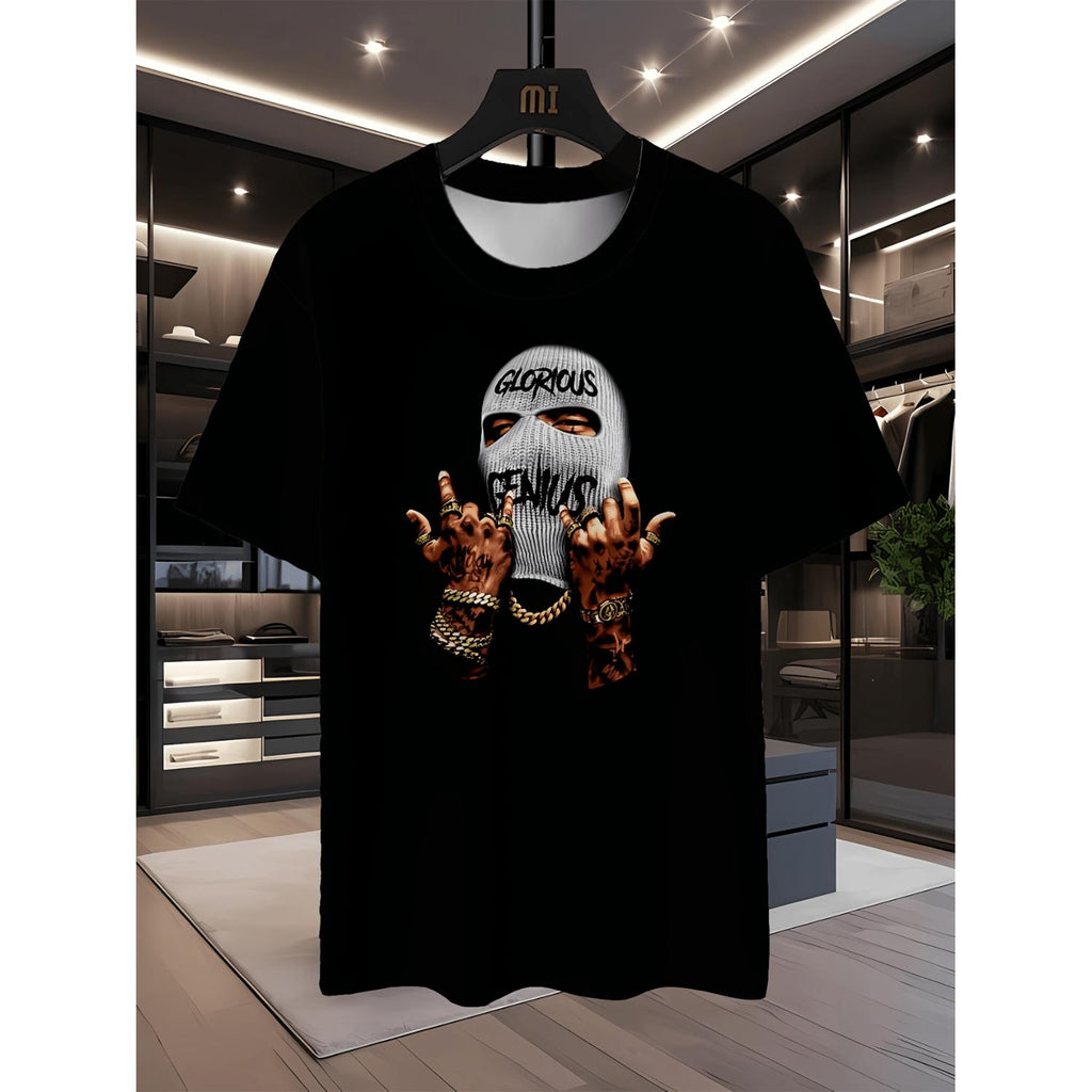 T Shirt Three Print Round Neck Casual Short Sleeve Polyester Hip Hop Rap Summer Top Regular Fit Mixed Color