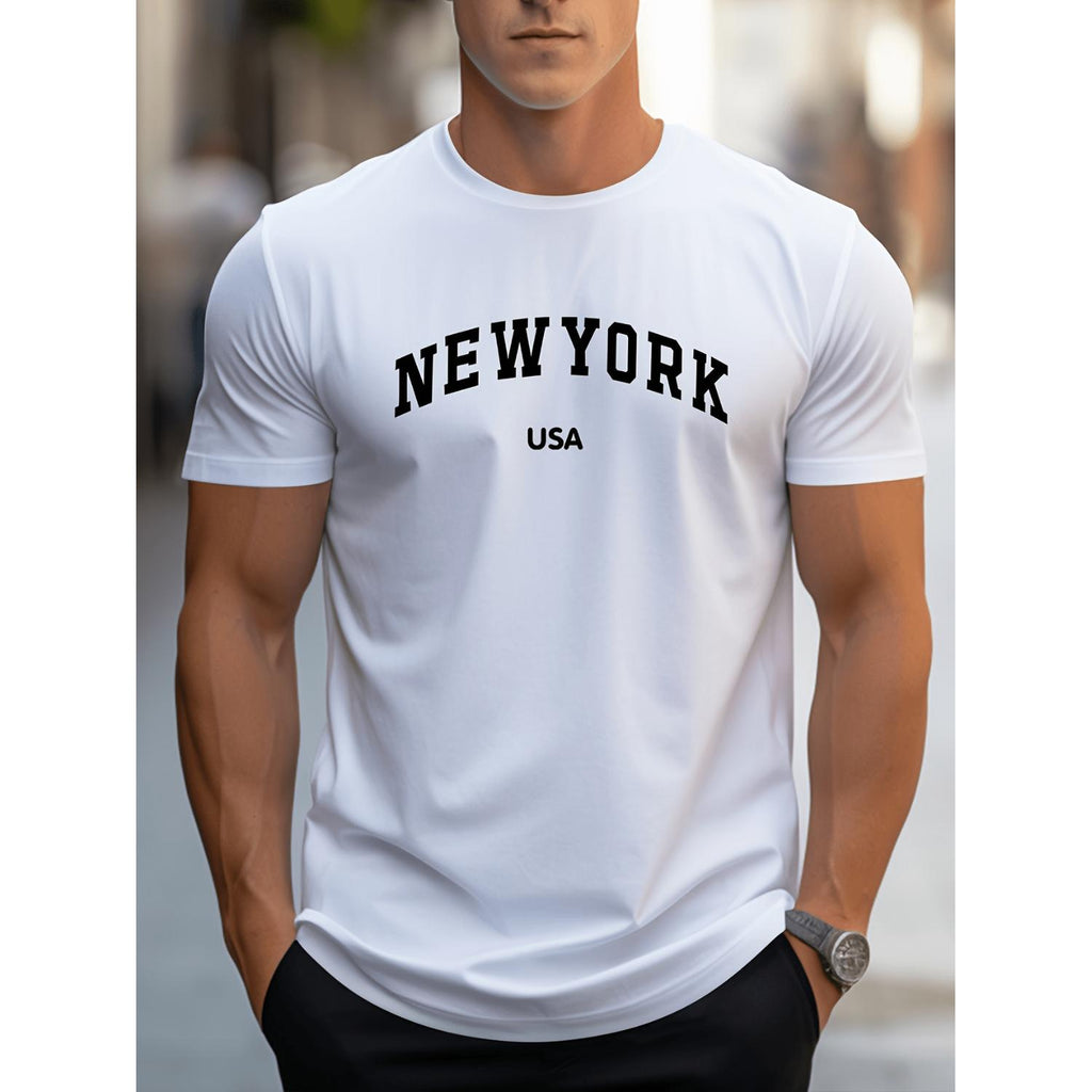 Mens Stylish Casual Short Sleeve T Shirt Featuring USA Graphic Print Comfortable Versatile Black