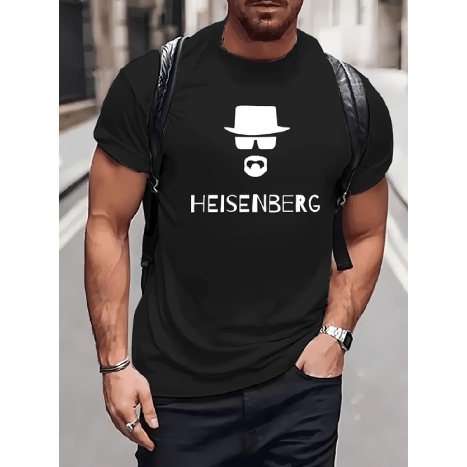 Men's Casual Round Neck T Shirt with Short Sleeves and Geometric Print Lightweight Polyester Summer Fashion Top in Black