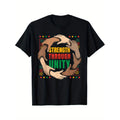 Juneteenth Celebration T Shirt Strength Through African Design 100 Percent Cotton Round Neck Tee for Men and Women Black History Month Gift Casual Themed Apparel Graphic Tee Breathable Fabric Black