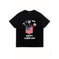 Labor Day Patriotic Graphic T Shirt For Men Union Worker Apparel Featuring American Flag And Tools Design 100 Percent Cotton Heavyweight 220gsm Plus Size Big Tall Micro Stretch Casual Streetwear Machine Washable High Visibility Workwear