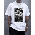 Mens Black Graphic Boxing T Shirt with Fighter Print for Casual Crew Neck Short Sleeve Spring and Summer Wear