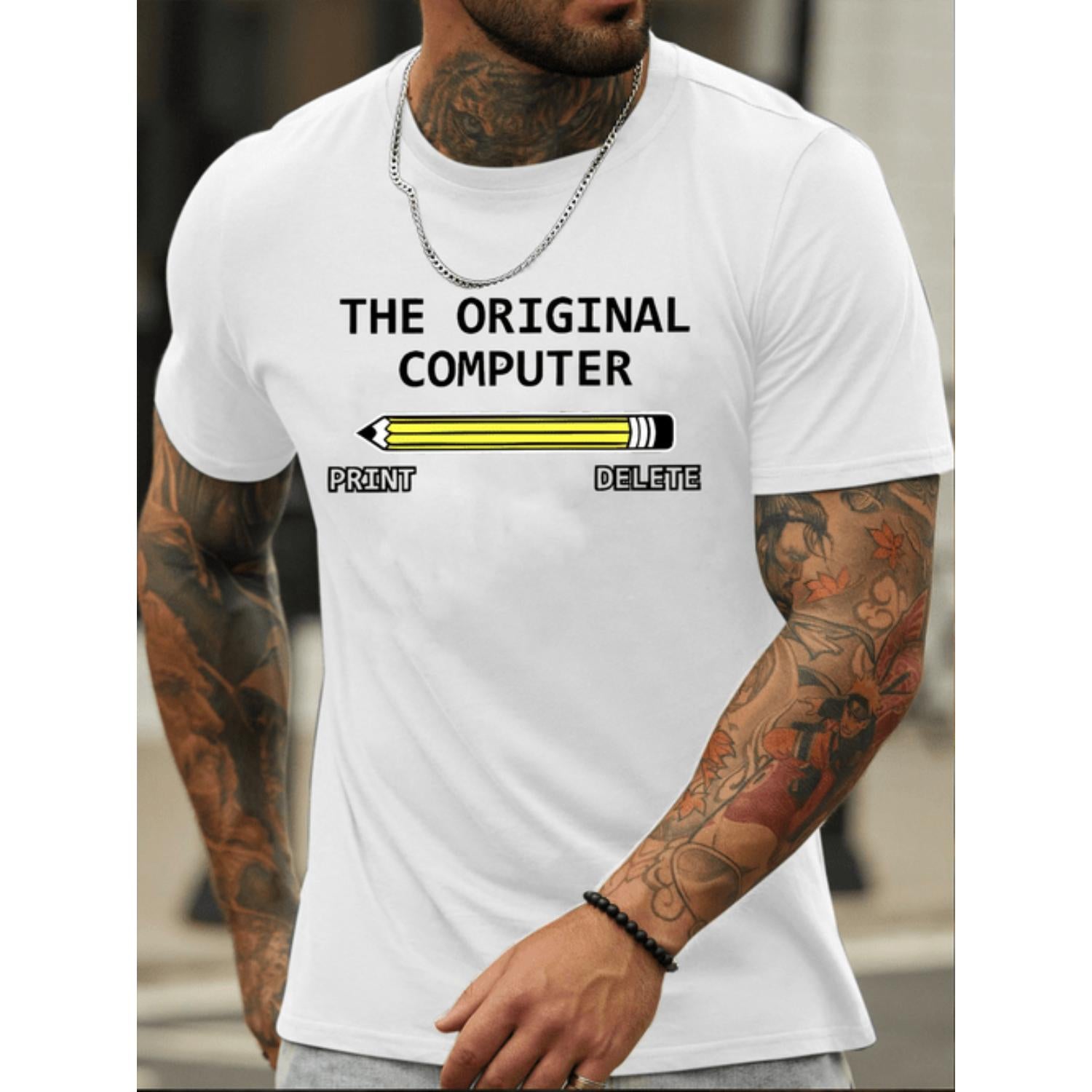 Mens Summer Fashion TShirt Featuring Unique Graphic Round Neck Soft Polyester Machine Washable Yellow
