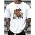 Graphic Cartoon Money Hands Print Mens Casual T Shirt for Summer Daily Vacation and Resort Wear
