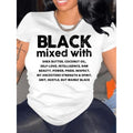Letter Print Crew Neck Short Sleeve Casual T Shirt for Women Spring Summer White