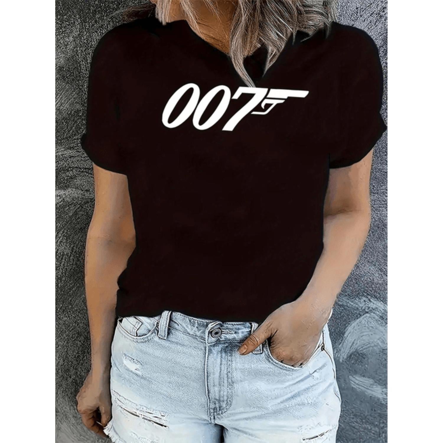 Women's Casual Geometric Pattern Polyester Short Sleeve Round Neck Summer T Shirt
