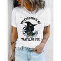 Womens Under Me Thatll Halloween Witch Graphic T Shirt Casual Short Sleeve Round Neck Tee Lettering Mystical Design Medium Washable Spring Summer Top Halloween Clothes Summer T Shirt Witch Motif Shirt Nontransparent