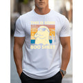 Halloween Themed Graphic Casual Polyester Crew Neck TShirt With Elastane Stretch Regular Short Sleeve Mens Ghost Print Pullover Top Black