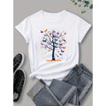 Print T Shirt Short Sleeve Casual Top For Womens Clothing Black