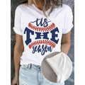 Plus Size Womens Casual Baseball Graphic T Shirt Black Short Sleeve Round Neck Tee Machine Washable Fit Baseball Mom Shirt Sports Sporty Style Fabric White