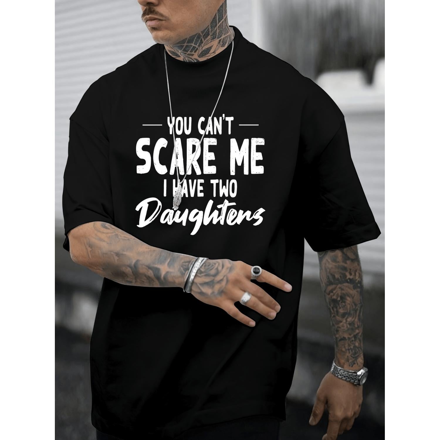 Men's Fashion Statement Shoulder T Shirt Featuring Integrated Body Print in Black