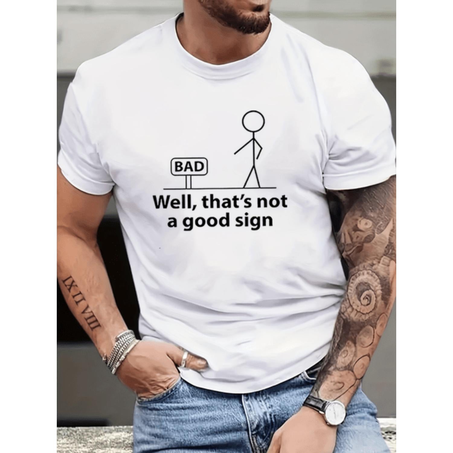 Comfortable Breathable Trendy Summer Men's Crew Neck Short Sleeve T-Shirt Not a Funny Print Black