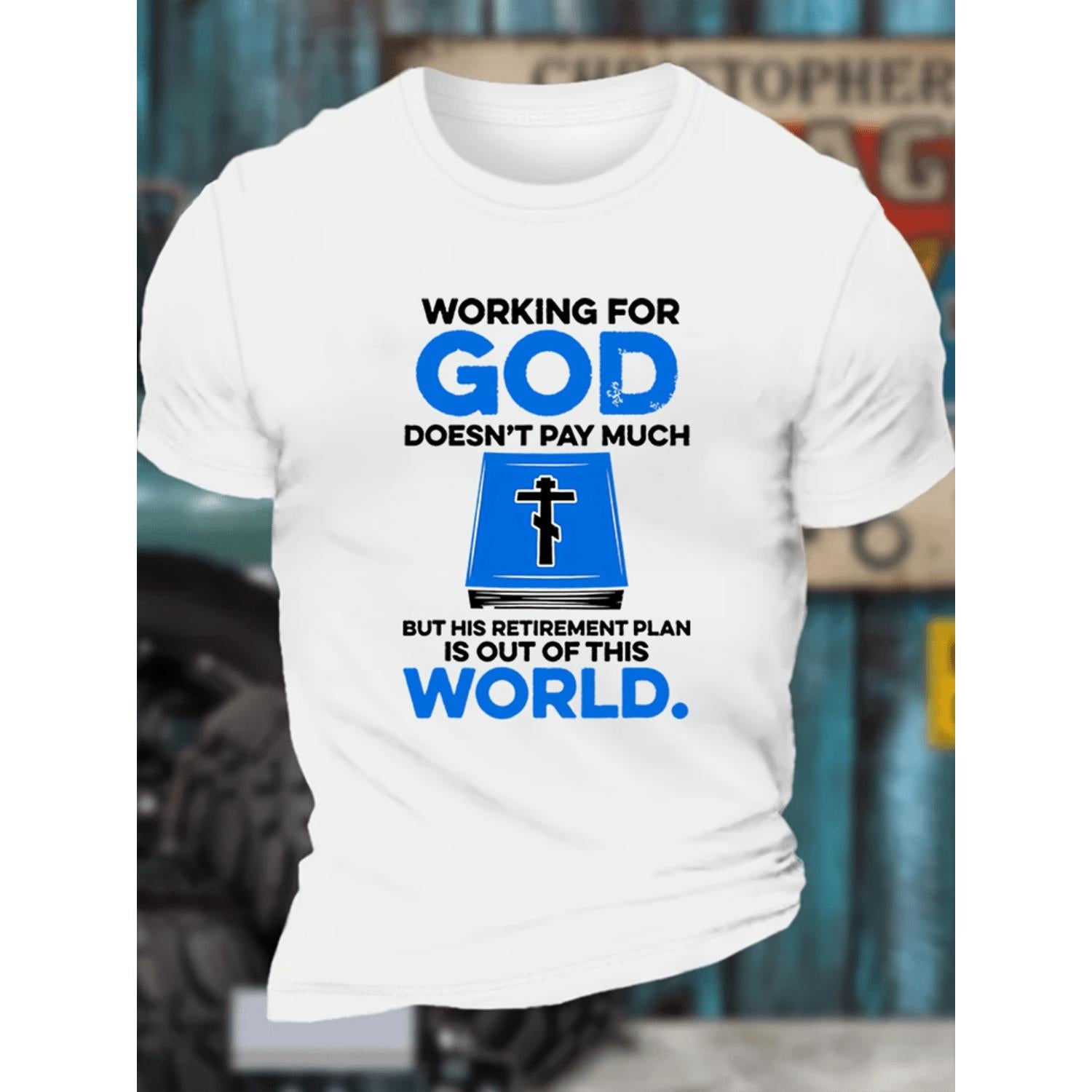 Stylish Summer Mens Short Sleeve T Shirt with Crew Neck and Unique Print Comfortable Versatile White