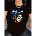 Womens 2025 Honduras Travel TShirt Casual Polyester Knit Featuring Blue Glasses And Bow Design Perfect For Family Vacations Playful Graphic Tee With Comfortable Fit
