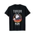 Mens Tuxedo Cat Mom Graphic Tee 100 Percent Cotton Breathable Comfortable Casual Black Crew Neck Short Sleeve Shirt Suitable for Everyday Wear and Outdoor Events Cat Design