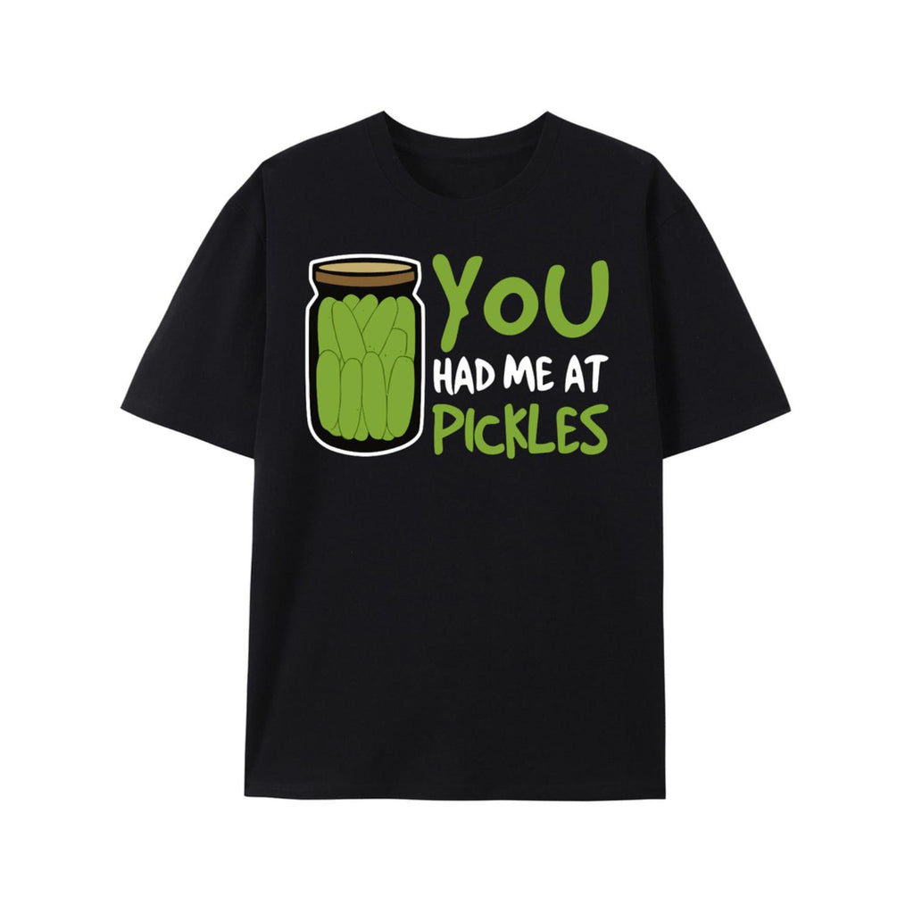 Casual Short Sleeve You Had Me At Pickles Print T Shirt Perfect for Summer