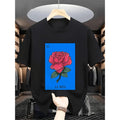 Vintage Mexican Lottery Inspired Men's Graphic T-Shirt Black Pink Rose Blue Design Casual Round Neck Durable Print