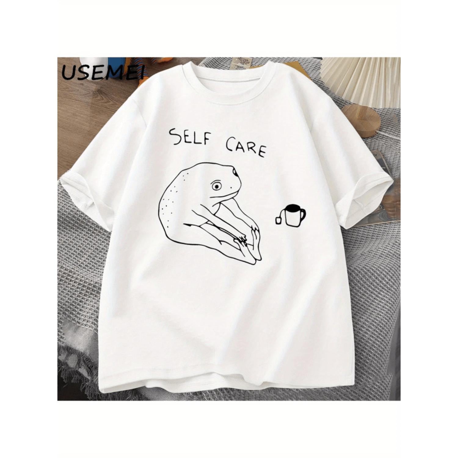 Humorous Frog Vintage Pastoral Style T Shirt with Frog Print for Men and Women Summer Round Neck Short Sleeves Streetwear