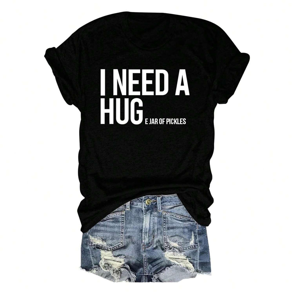 Humorous Pickle Shirt Expressing Need For A Large Jar Of Pickles Fun Graphic Tee Crewneck Comfortable Cotton Short Sleeve Womens Tee