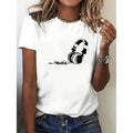 Women Casual Music Headphones Graphic TShirt White Short Sleeve Crew Neck Loose Fit Machine Washable Comfortable Stylish Music Tee