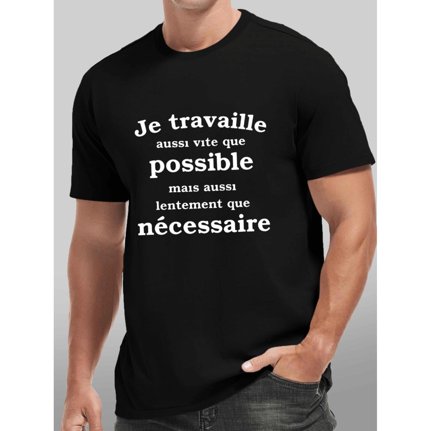 Mens French Humor Graphic TShirt with White Text Print and 50 Cotton 50 Polyester Blend Casual Sporty Short Sleeve Top Lightweight Summer Tee