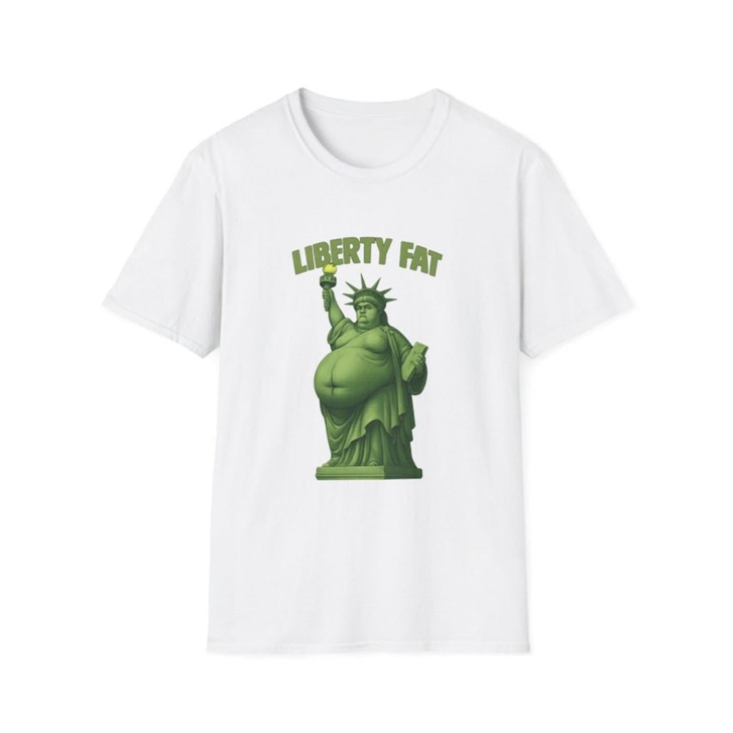 Humorous Fat Statue of Liberty T Shirt Satirical American Freedom Design Unique Gift