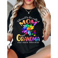 Women Patterned Casual T Shirt Mom And Grandma Prints Soft Crew Neck Lightweight Breathable Comfortable Fit Casual Short Sleeve Machine Washable Suitable For Everyday Wear Trendy Street Skinny Look