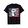 Patriotic American Flag Union Worker Tee For Men 100 Percent Cotton Labor Day Crew Neck Shirt With Graphic Print Machine Washable Casual Short Sleeve