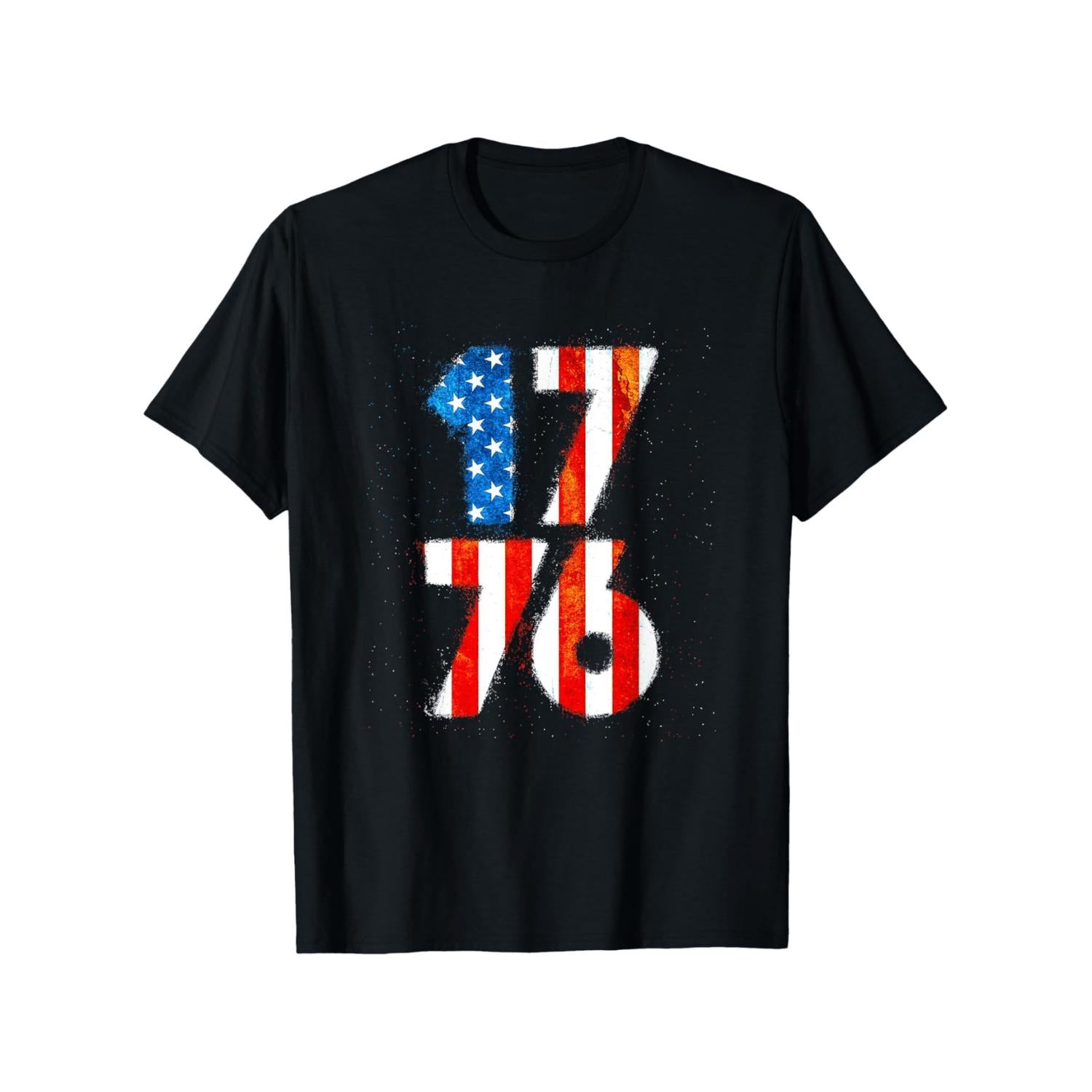 Vintage 1776 Usa Flag Graphic Patriotic Summer T Shirt Casual Tee 100 Percent Cotton Comfortable Durable Sizes S To Black Featuring American Flag Design Apparel