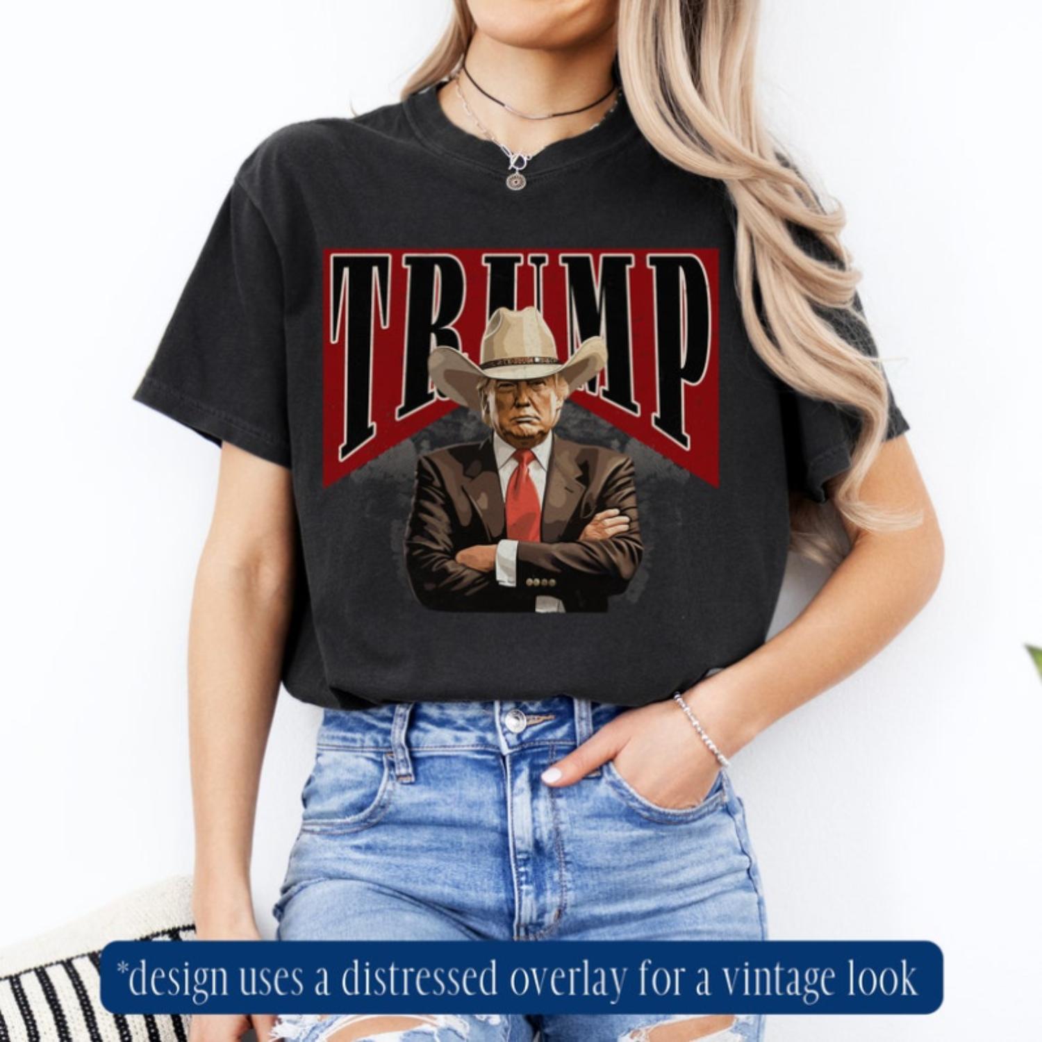 Western Trump T Shirt for 2024 Election Support MAGA President Rally and Daddy Theme