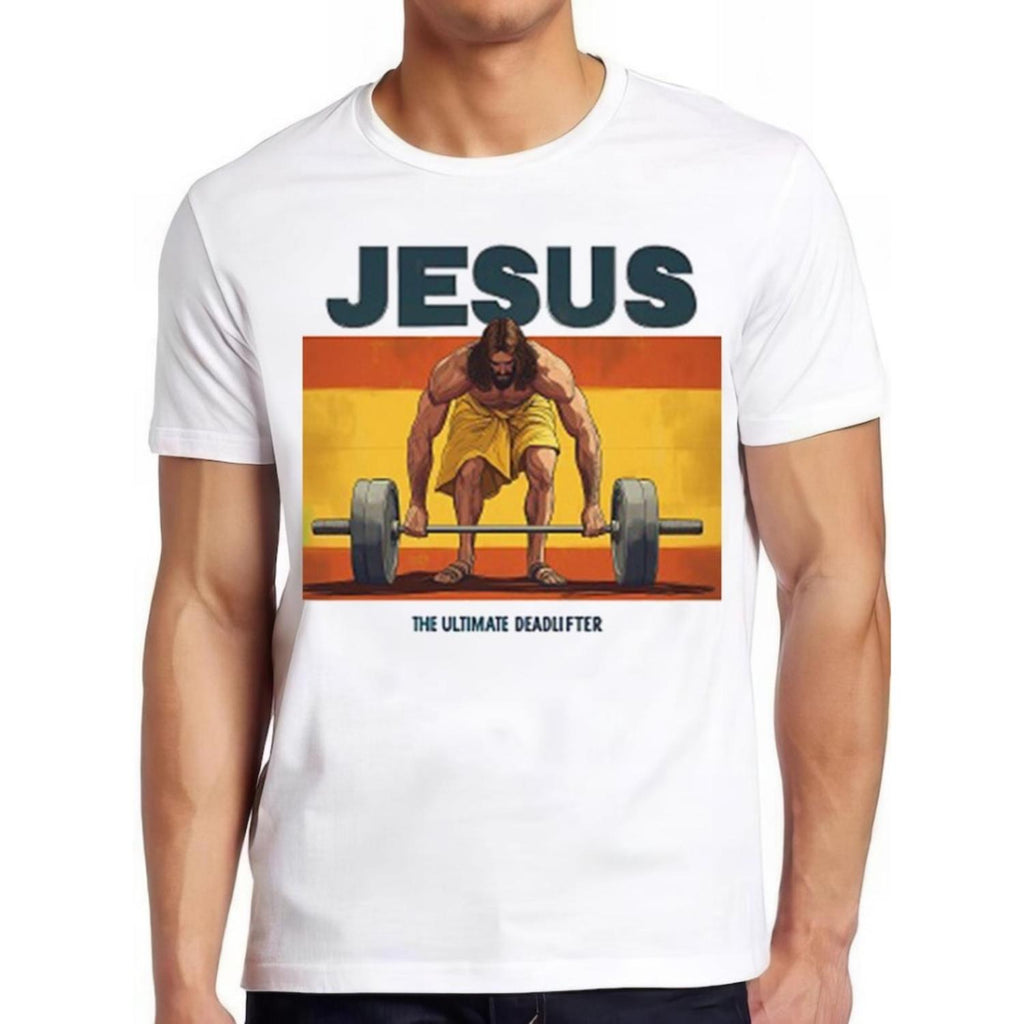 Jesus The Ultimate Deadlifter Meme Gift Funny Unisex Gamer Cult Movie Music T Shirt Design 2284