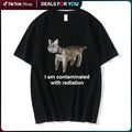 Contaminated with Radiation Funny Cat Meme T Shirt Men Women Vintage Short Sleeve Cotton Casual Tee