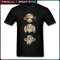 Wise Monkeys Funky Shirt For Men Retro Style Painting Tees Cotton Fabric Short Sleeve Customized For Teens