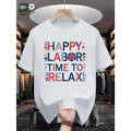 Labor Day Patriotic Graphic Tee for Adults Featuring Red White and Blue Stars Made from 100 Percent Cotton Casual Short Sleeve Summer Top with Relaxed Fit and Machine Washable Design