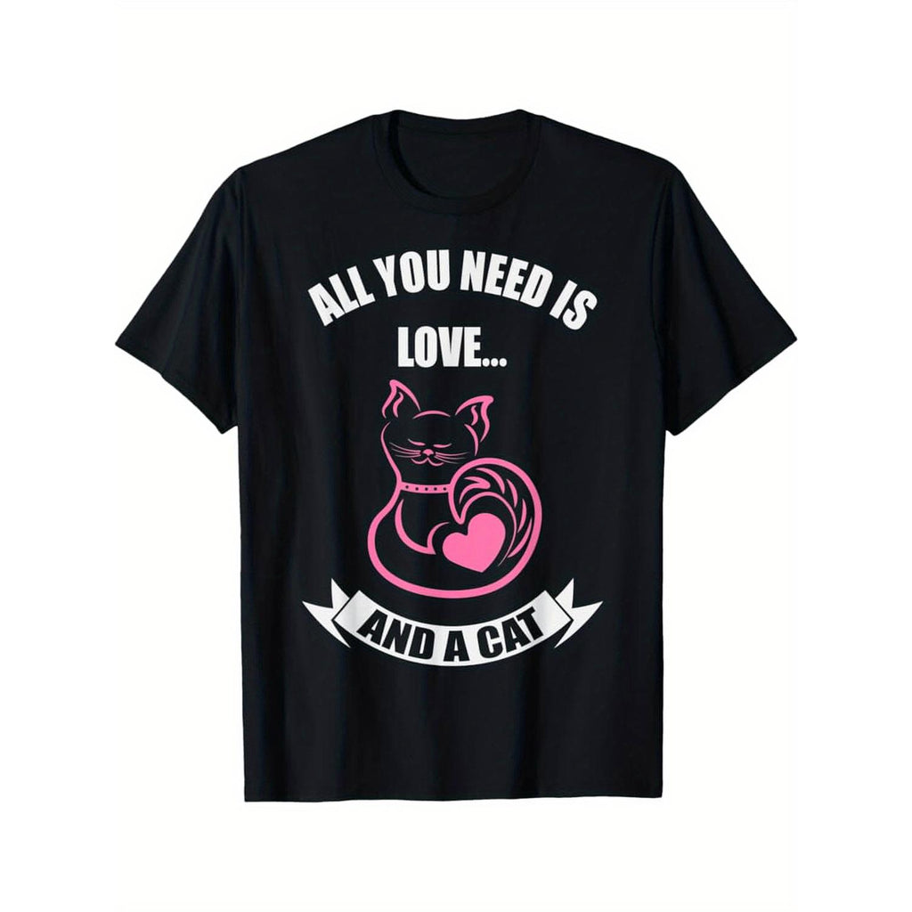 All You Need Is Love And A Cat Humorous Cat T Shirt And Bird Watching Gift For Birders Men Dad Versatile Casual Classic Cotton T Shirts