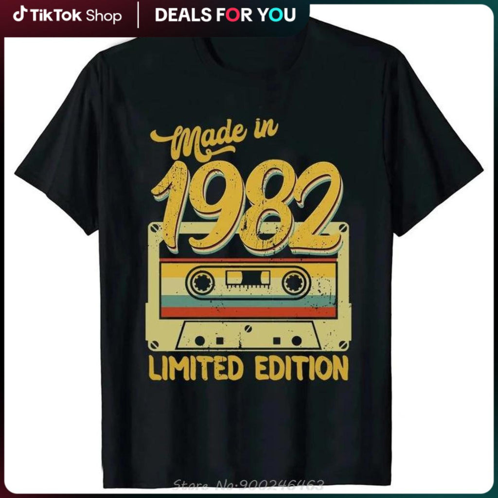 Humorous Made in 1982 Limited Edition Forty Two Years Of Excellence Oversized Cotton T Shirt Summer Birthday Gift for Men