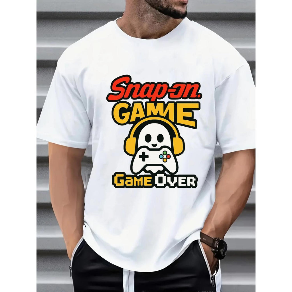 Mens Casual Streetwear T Shirt Soft Stretchy Fabric Ideal for Summer Outings Fitness Casual Wear Everyday Tee Playful Graphic Design Comfortable Fit Gaming Shirt