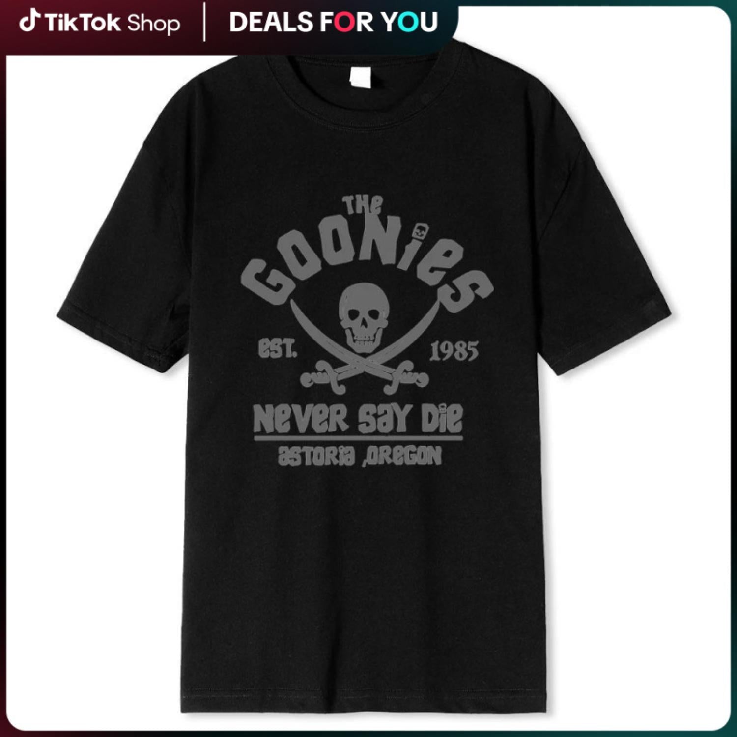Men The Goonies Never Say Die Cotton T Shirt Funny Short Sleeve Crew Neck Oversized Breathable Adult Tees
