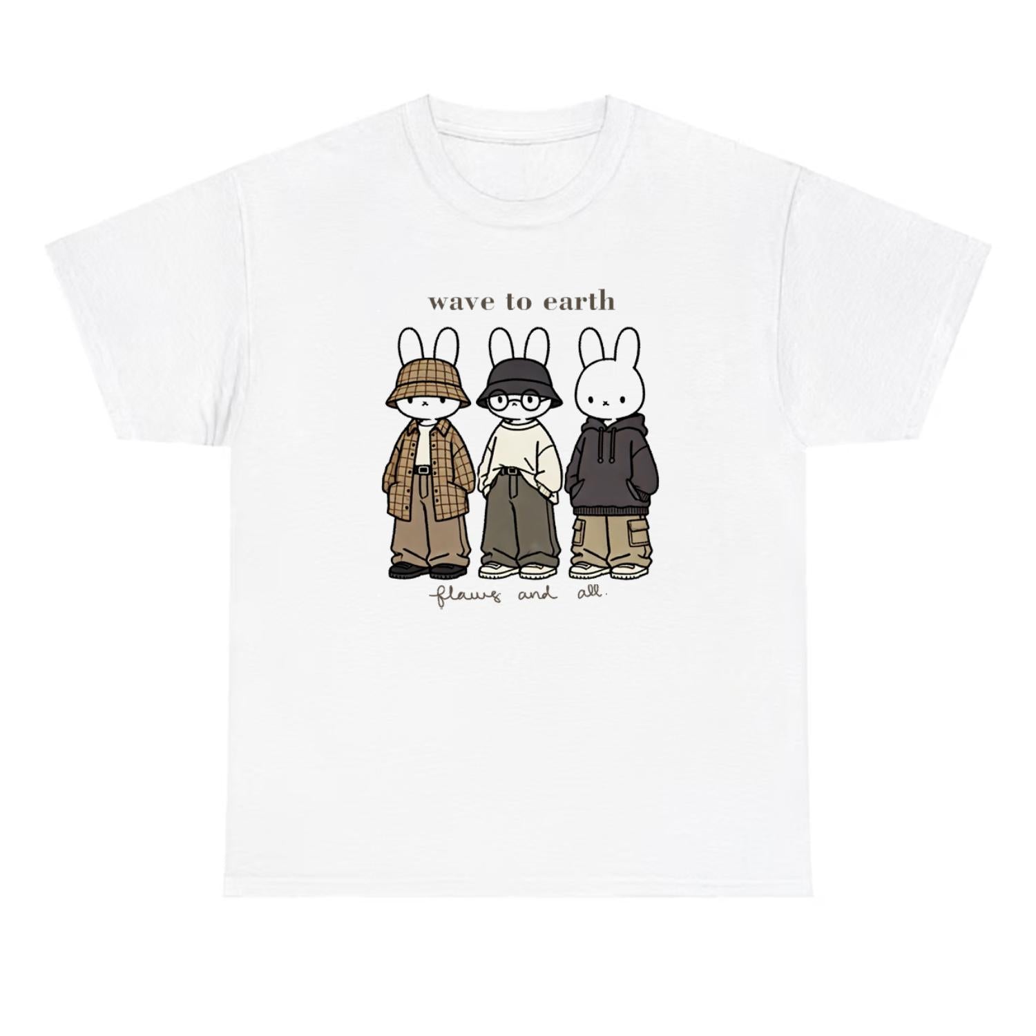 Vintage Style Casual Crewneck Short Sleeve T Shirt Featuring Wave To Earth Miffy Design Available In All Sizes For Menswear