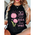 Casual Short Sleeve Round Neck T Shirt for American Women Featuring Religious Theme Blessed by God Loved by Jesus Led by Spirit Creative Breathable Fashion
