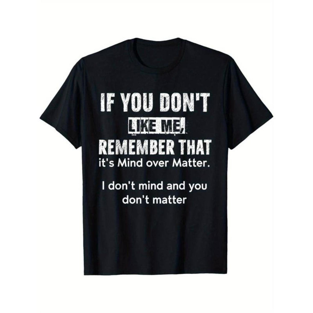 Mens Mind Over Matter Black Cotton TShirt Featuring Bold White Text Short Sleeve Crew Neck Comfortable Casual Suitable for Everyday Wear and Athletic Activities