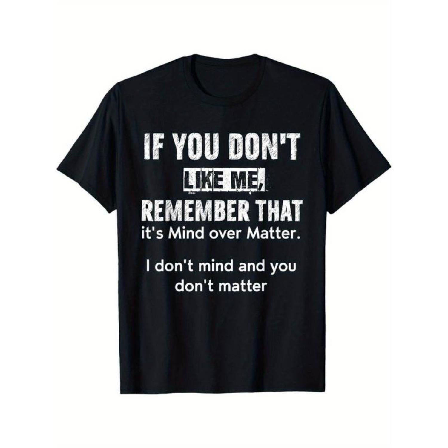 Mens Mind Over Matter Black Cotton TShirt Featuring Bold White Text Short Sleeve Crew Neck Comfortable Casual Suitable for Everyday Wear and Athletic Activities