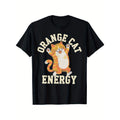Mens Black Orange Tabby Cat Orange Cat Energy Graphic TShirt 100 Percent Cotton Relaxed Fit Casual Wear Machine Washable Crew Neck