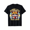 Purrr Less Funny Coffee Cat Graphic T Shirt for Men and Women 100 Percent Cotton Casual Short Sleeve Tee with Purrarr Less Talk Later Slogan Retro Stripes and Geometric Design All Season Comfort Unisex Clothing Playful Design and Easy Care